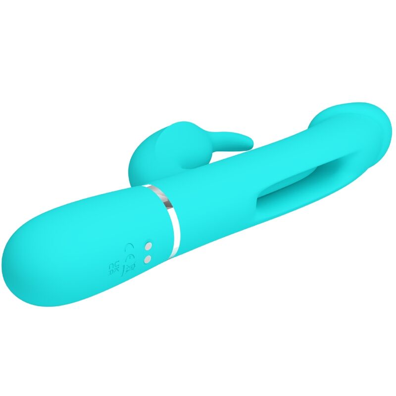 PRETTY LOVE - VIBRATORE CONIGLIO MULTIFUNZIONE 3 IN 1 KAMPAS CON LINGUA VERDE ACQUA