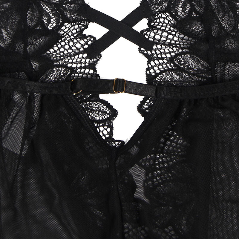 SUBBLIME - TEDDY CON COLLO ALTO E SCHIENA APERTA IN PIZZO NERO L/XL
