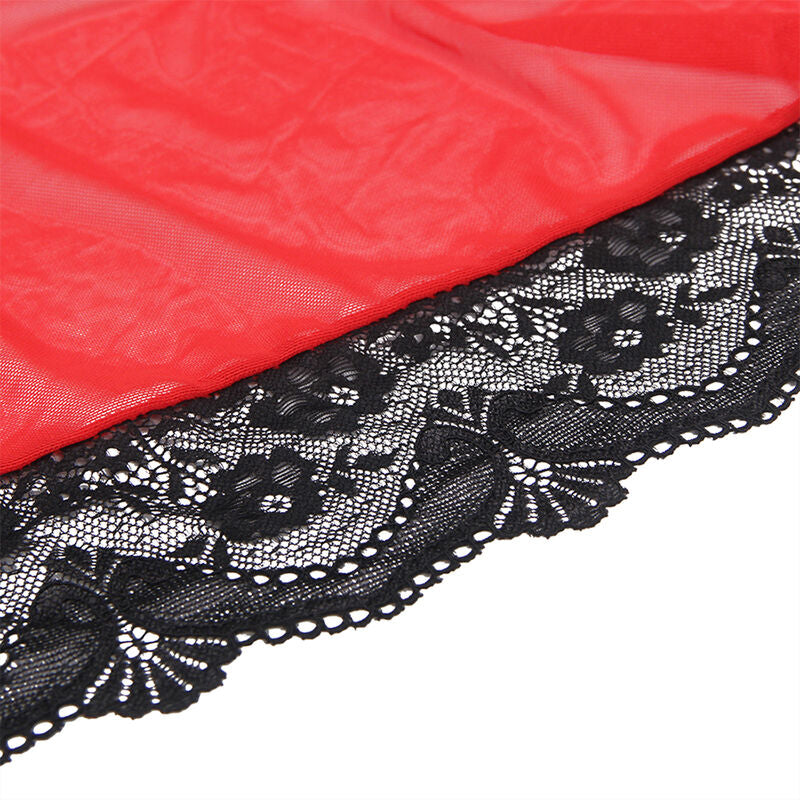 SUBBLIME - VESTAGLIA IN TESSUTO TRASPARENTE CON DETTAGLIO IN PIZZO ROSSO L/XL