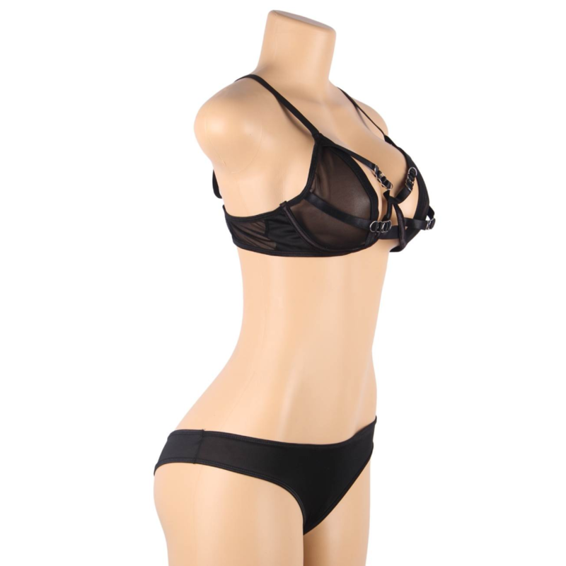 SUBBLIME - COMPLETO REGGISENO DUE PEZZI TRASPARENTE CON SPALLINE S/M