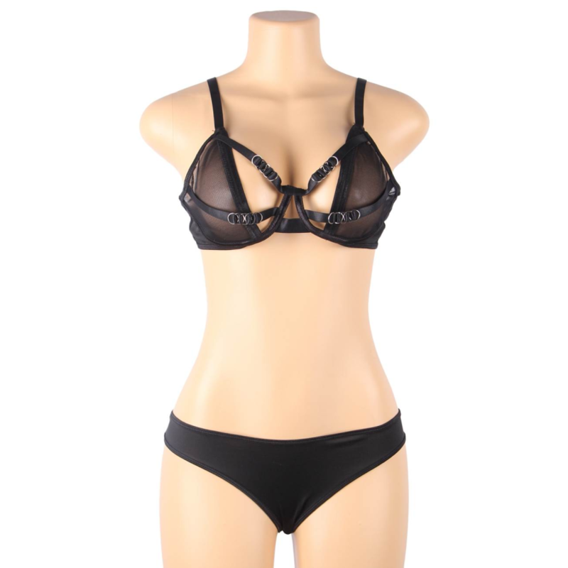 SUBBLIME - COMPLETO REGGISENO DUE PEZZI TRASPARENTE CON SPALLINE S/M