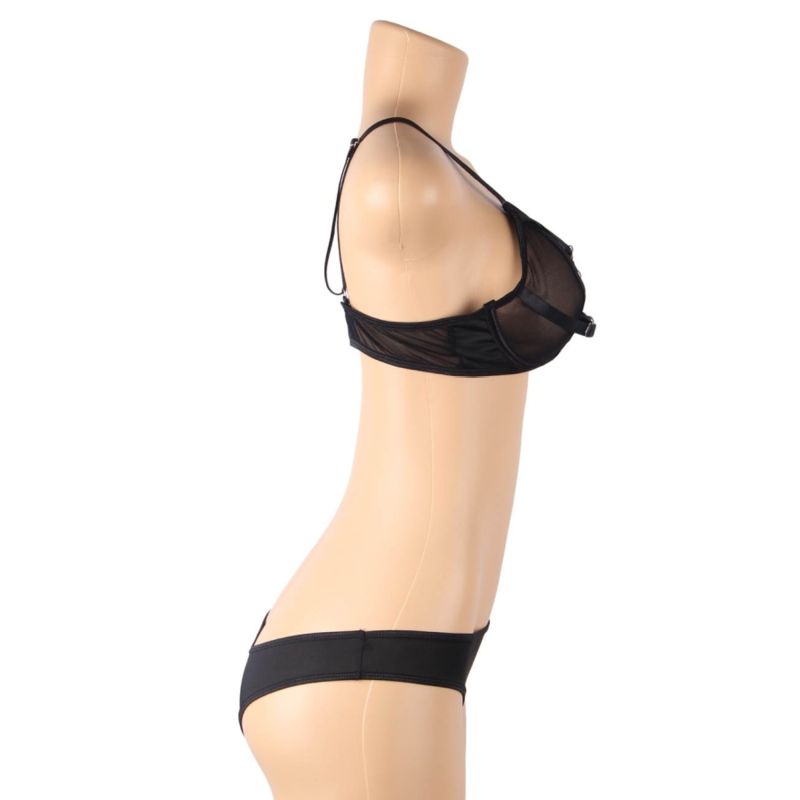 SUBBLIME - COMPLETO REGGISENO DUE PEZZI TRASPARENTE CON SPALLINE S/M