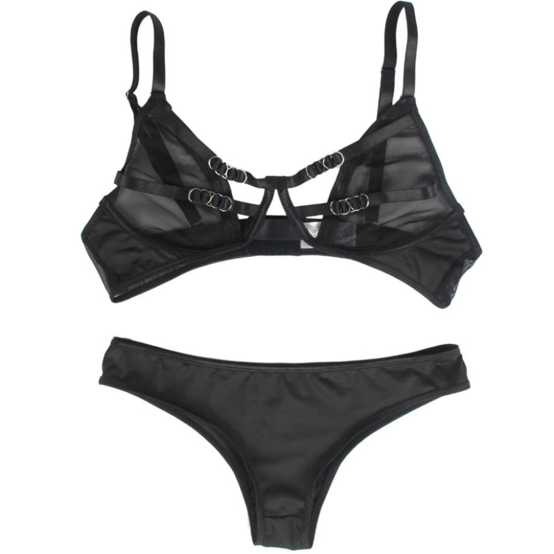 SUBBLIME - COMPLETO REGGISENO DUE PEZZI TRASPARENTE CON SPALLINE S/M