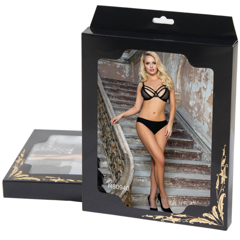 SUBBLIME - COMPLETO REGGISENO DUE PEZZI TRASPARENTE CON SPALLINE S/M