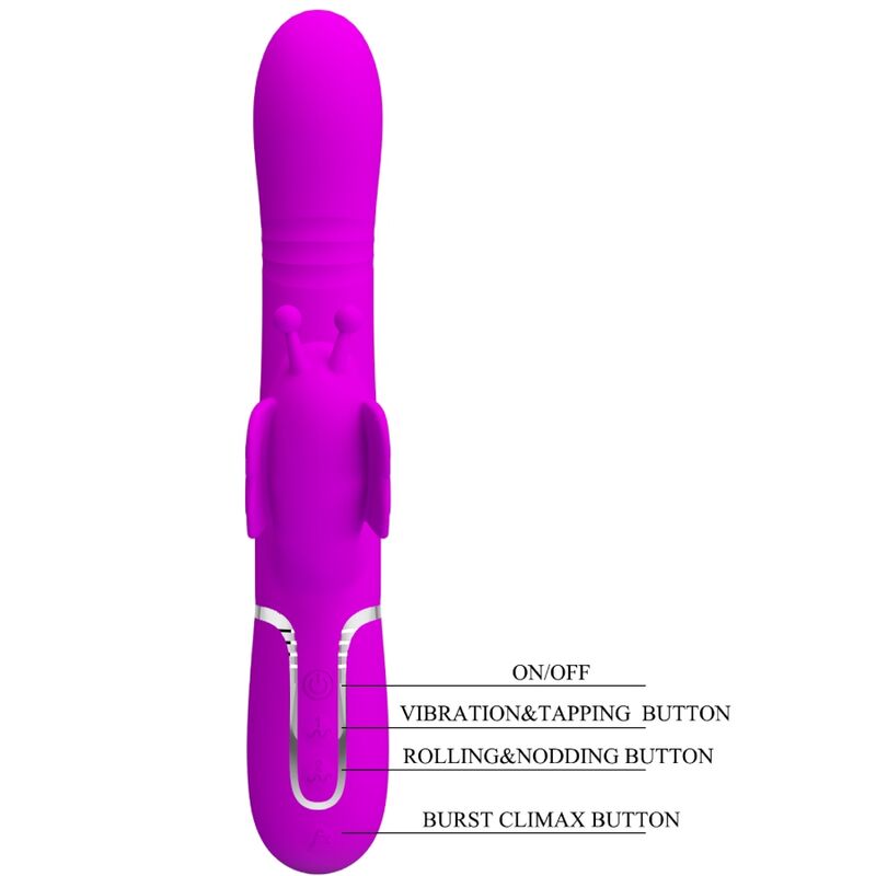 PRETTY LOVE - VIBRATORE RABBIT MULTIFUNZIONE 4 IN 1 FARFALLA FUCSIA