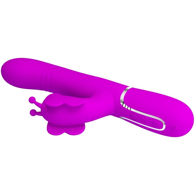 PRETTY LOVE - VIBRATORE RABBIT MULTIFUNZIONE 4 IN 1 FARFALLA FUCSIA