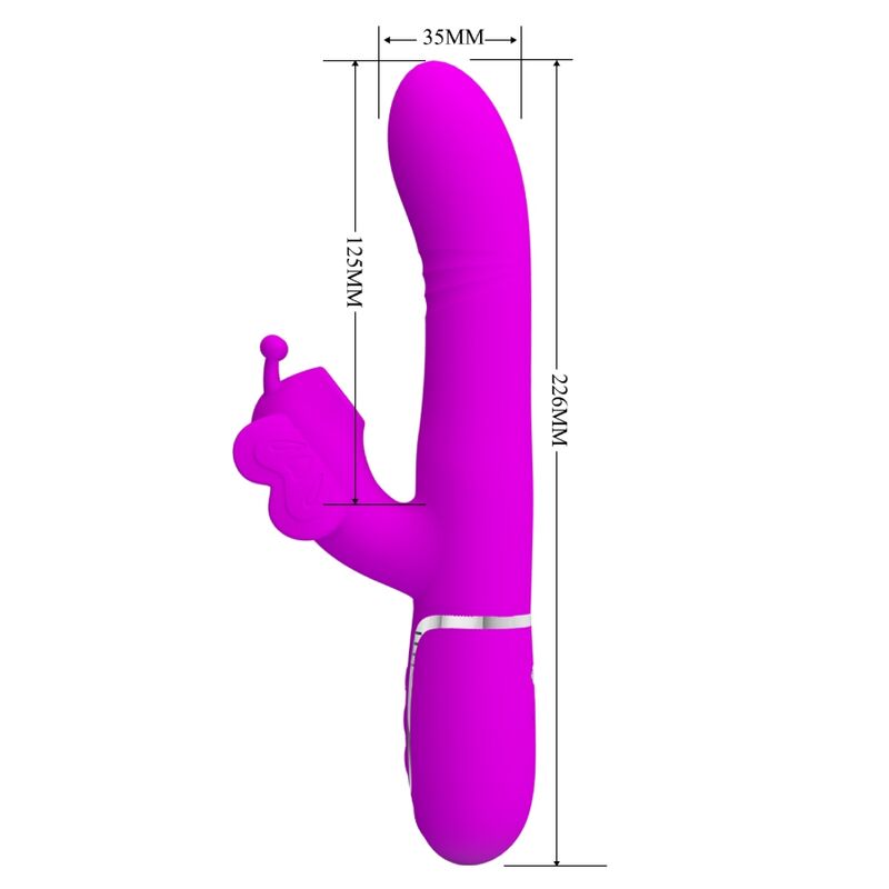 PRETTY LOVE - VIBRATORE RABBIT MULTIFUNZIONE 4 IN 1 FARFALLA FUCSIA