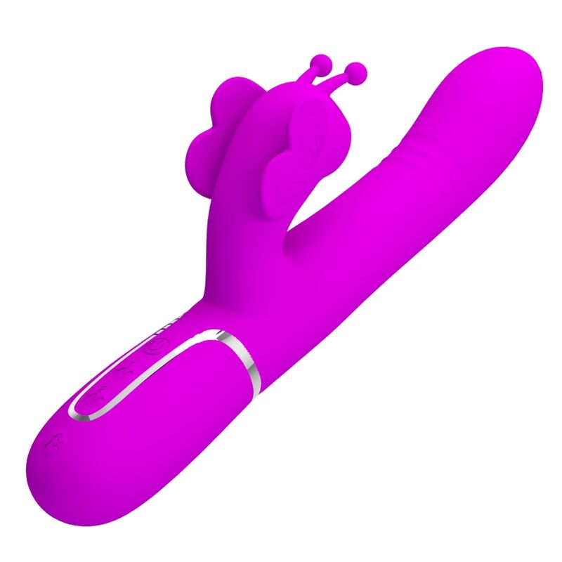 PRETTY LOVE - VIBRATORE RABBIT MULTIFUNZIONE 4 IN 1 FARFALLA FUCSIA