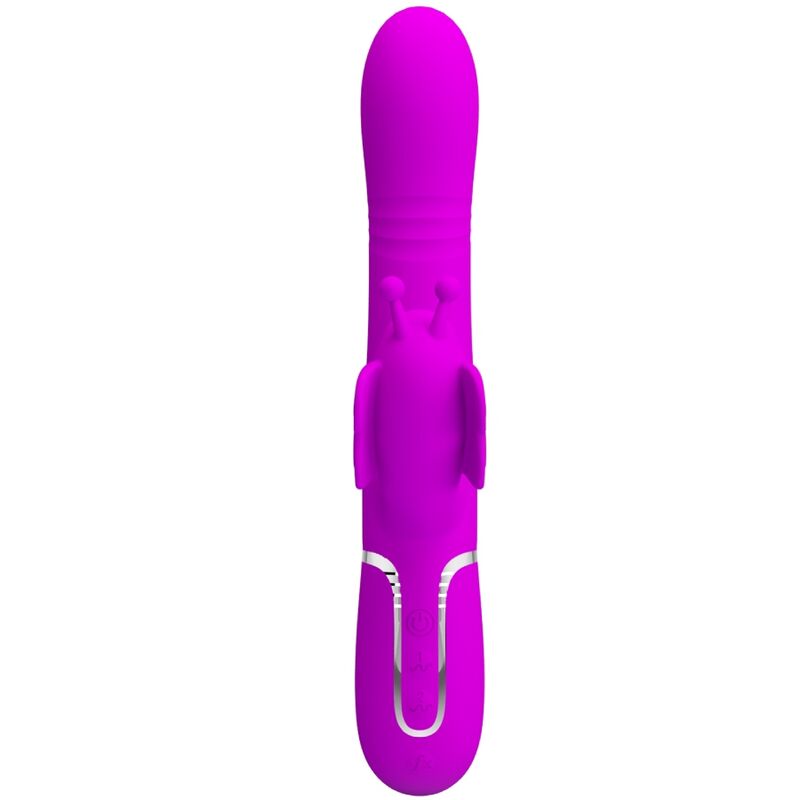 PRETTY LOVE - VIBRATORE RABBIT MULTIFUNZIONE 4 IN 1 FARFALLA FUCSIA