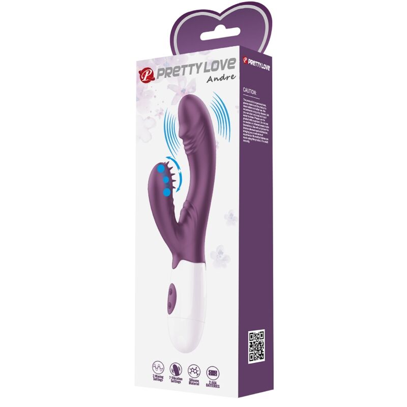 PRETTY LOVE - VIBRATORE ANDRE RABBIT E STIMOLATORE PUNTO G VIOLA
