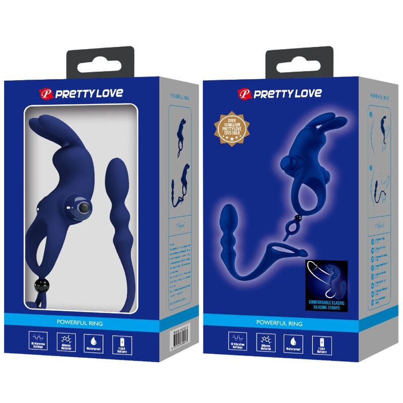 PRETTY LOVE - ANELLO VIBRANTE AYAD RABBIT CON TAPPO BLU