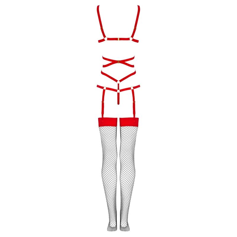 LIVCO CORSETTI FASHION - THIARA LC 20213 SET BODY + MEDIAS ROJA L/XL