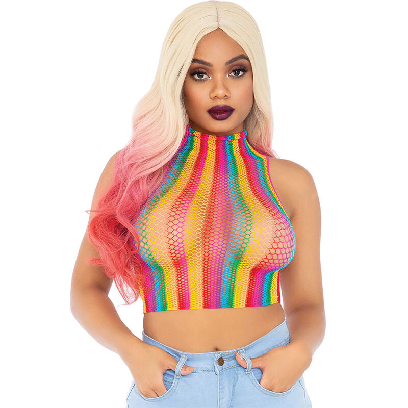 LEG AVENUE - TOP A RETE MULTICOLORE
