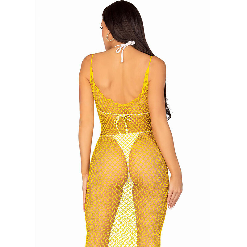 LEG AVENUE - ABITO LUNGO A RETE GIALLO TAGLIA UNICA
