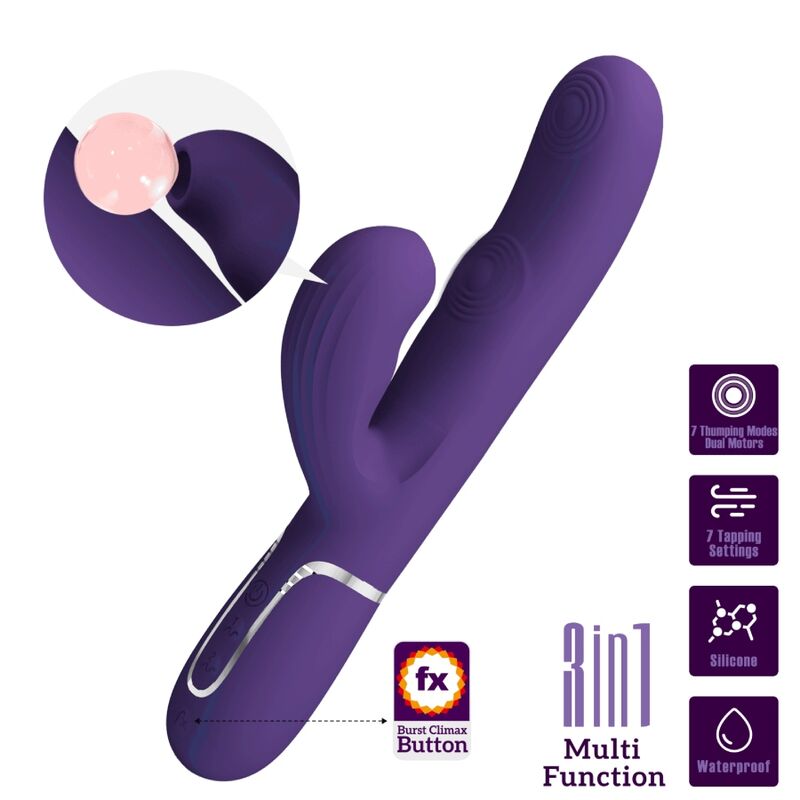 PRETTY LOVE - PERLITA VIBRATORE PUNTO G MULTIFUNZIONE 3 IN 1 VIOLA