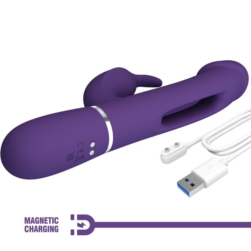 PRETTY LOVE - KAMPAS VIBRATORE CONIGLIO MULTIFUNZIONE 3 IN 1 CON LINGUA VIOLA