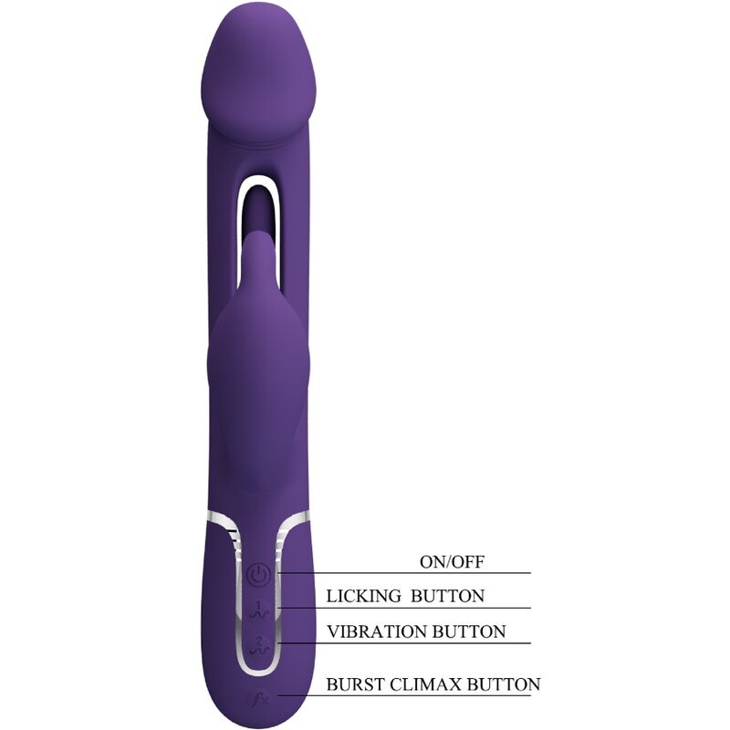 PRETTY LOVE - KAMPAS VIBRATORE CONIGLIO MULTIFUNZIONE 3 IN 1 CON LINGUA VIOLA