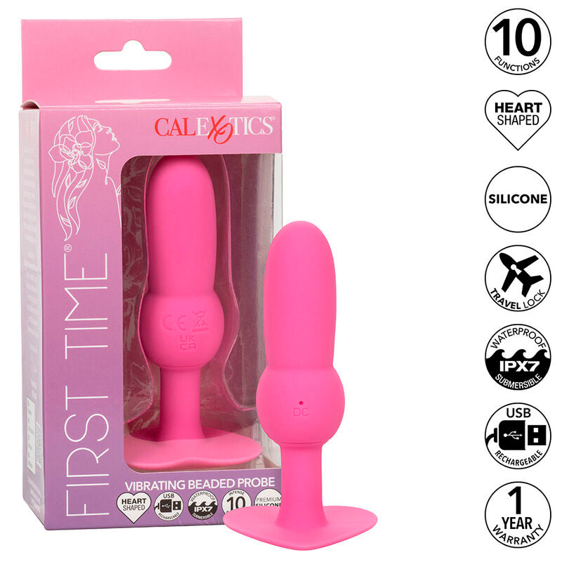 CALEXOTICS - PLUG ANALE PER LA PRIMA VOLTA CON PERLINE 10 VIBRAZIONI ROSA