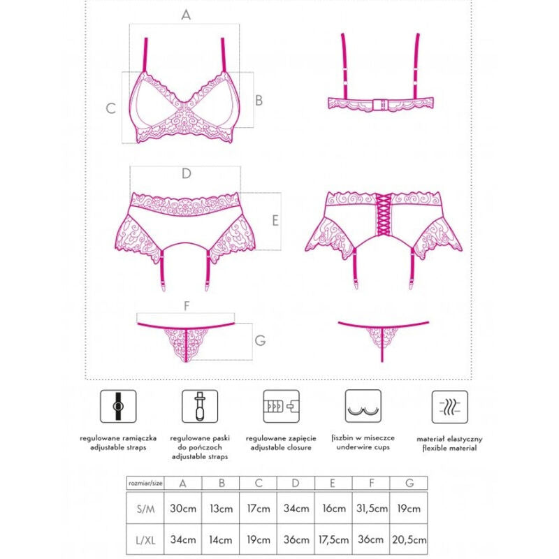 LIVCO CORSETTI FASHION - NAHIR LC 20214 REGGISENO + SLIP + REGGISERA L/XL
