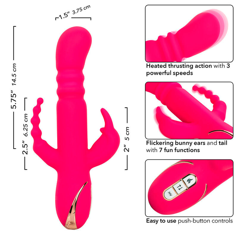 CALEXOTICS - JACK FANTASY VIBRATORE TRIPLO RISCALDABILE ROSA CONIGLIO