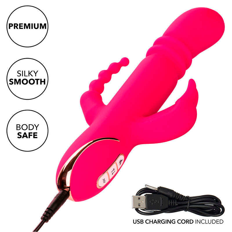 CALEXOTICS - JACK FANTASY VIBRATORE TRIPLO RISCALDABILE ROSA CONIGLIO