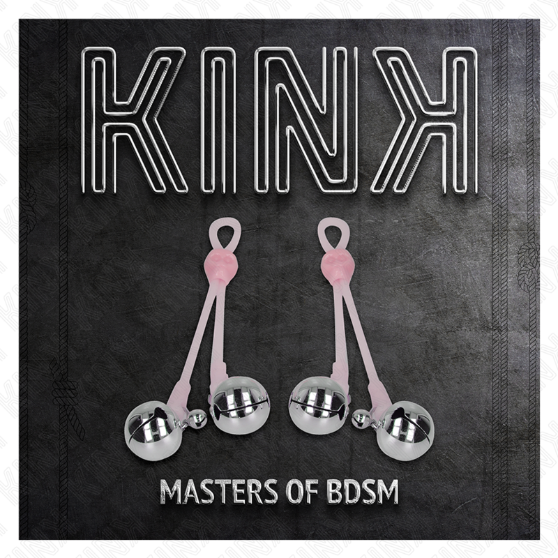 KINK - Morsetti per capezzoli a forma di teschio luminoso con campanellino sonoro regolabile rosa/argento