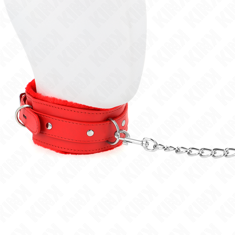 KINK - COLLARE CON GUINZAGLIO ROSSO 65 CM REGOLABILE 36-42 CM X 5,5 CM