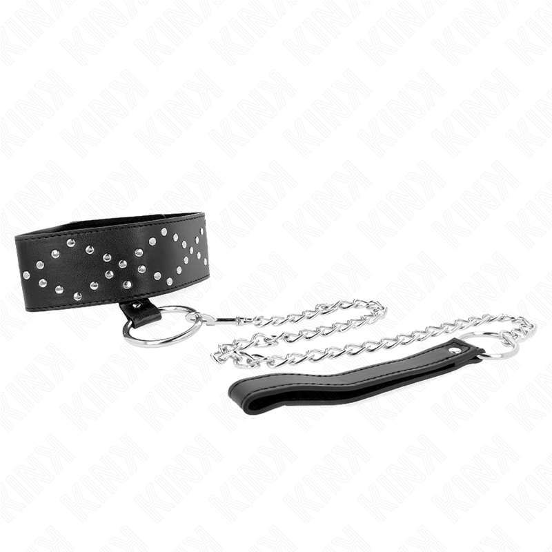 KINK - GUINZAGLIO CON BORCHIE ARGENTO 65 CM MODELLO 3 REGOLABILE 36-43 CM X 5 CM