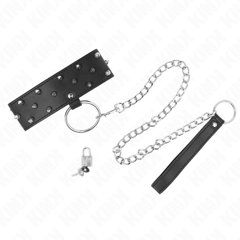 KINK - GUINZAGLIO CON BORCHIE ARGENTO 65 CM MODELLO 5 REGOLABILE 36-43 CM X 5 CM