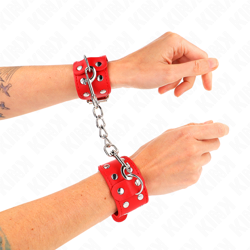 KINK - Braccialetti regolabili con doppia borchia, rossi