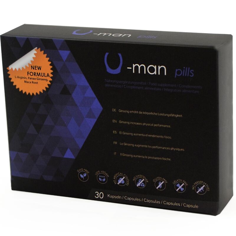 500 COSMETICI - U-MAN AUMENTO DELLE DIMENSIONI DEL PENE E DELLA POTENZA SESSUALE - 30 CAPSULE
