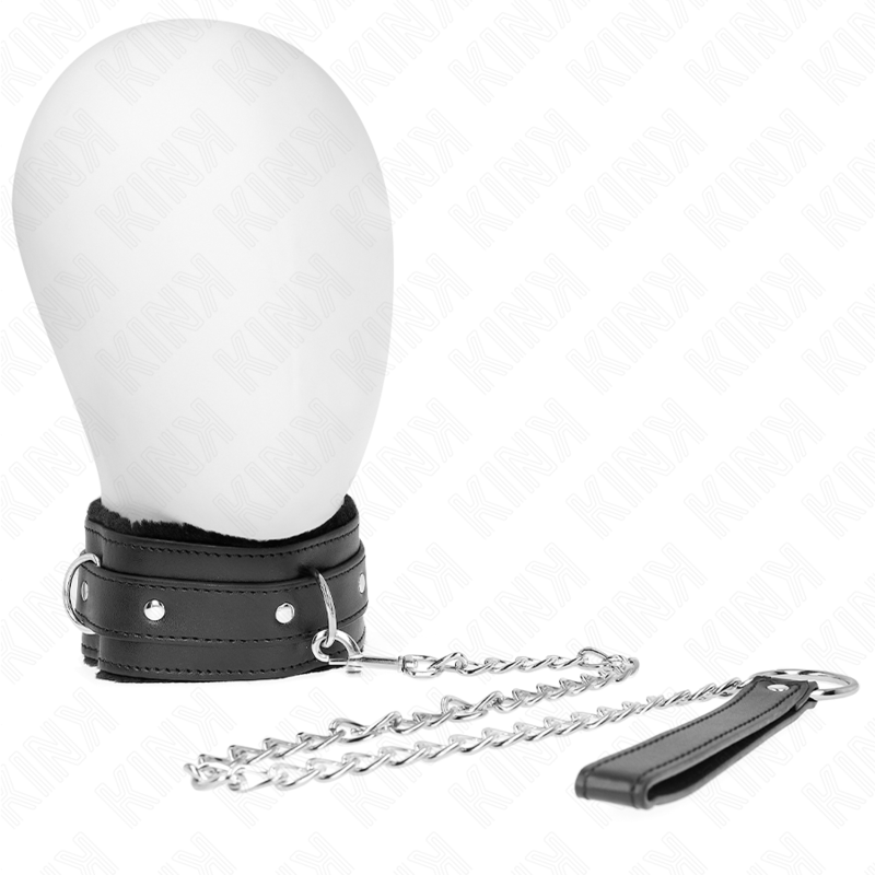 KINK - COLLARE REGOLABILE NERO DA 65 CM CON GUINZAGLIO E RESTRIZIONI 36-42 CM X 5,5 CM