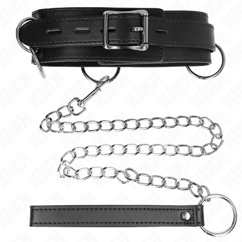 KINK - COLLARE CON GUINZAGLIO 80 CM SCHIAVITÙ 3 ANELLI 53 X 5 CM