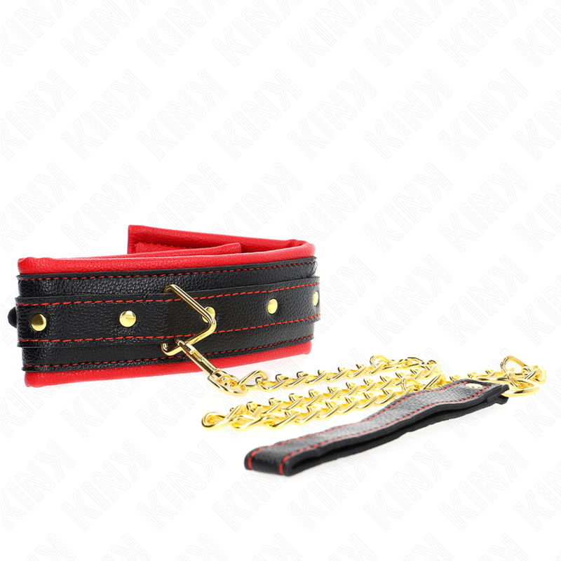KINK - COLLARE IN SPUGNA SIMILPELLE CON GUINZAGLIO MODELLO 2 REGOLABILE 37-54 CM X 3 CM