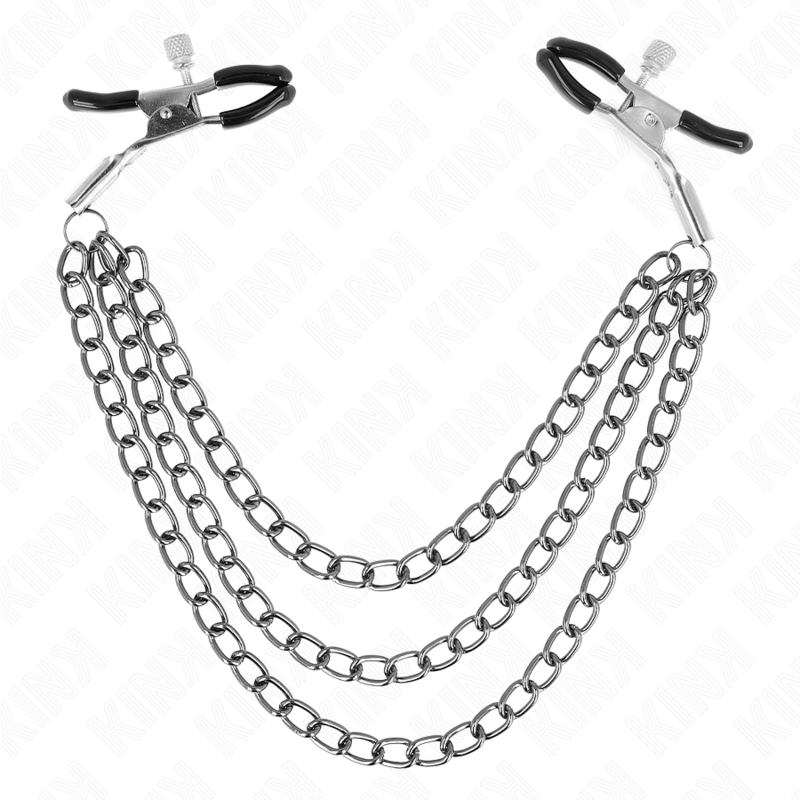 KINK - MORSETTI PER CAPEZZOLI A TRIPLA CATENA NERI 20/23/28 CM