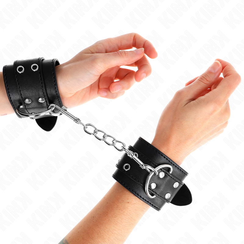 KINK - BRACCIALETTI A DOPPIO BORCHIE NERI REGOLABILI 19-26 CM