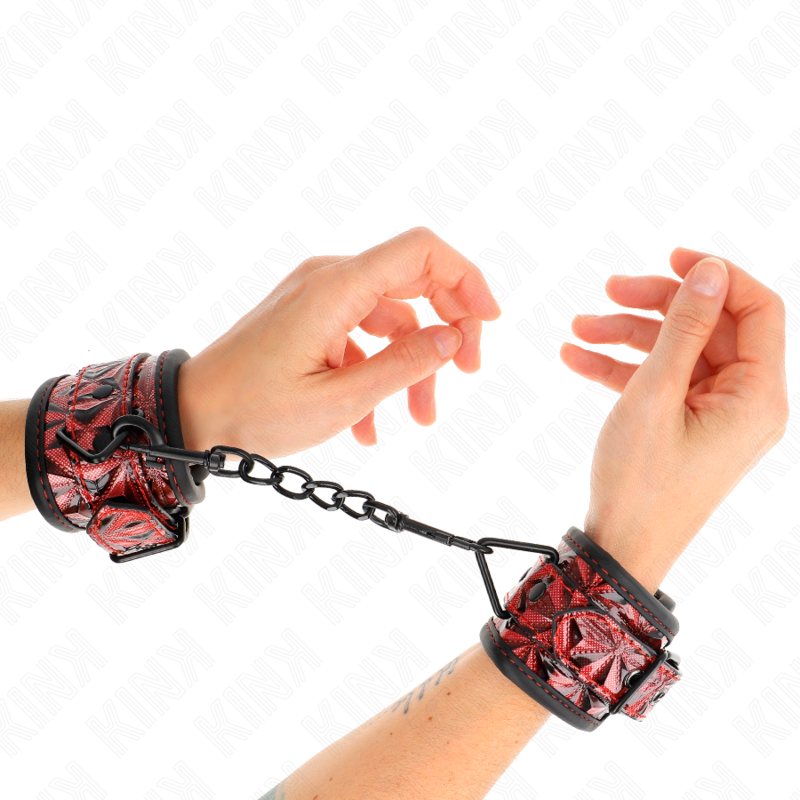 KINK - BRACCIALETTI CON MOTIVO A ROMBI ROSSO SCURO REGOLABILI 17-26 CM X 5,5 CM