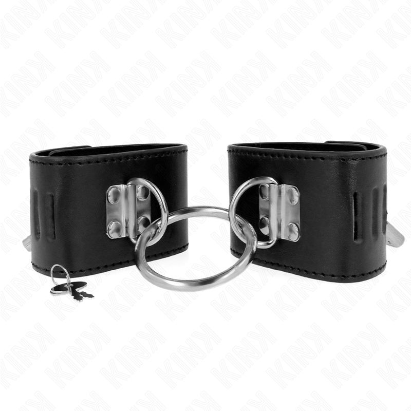 KINK - BRACCIALETTI FISSI CON ANELLO E CHIUSURA REGOLABILE CON LUCCHETTO NERO 16-23 CM X 5,5 CM