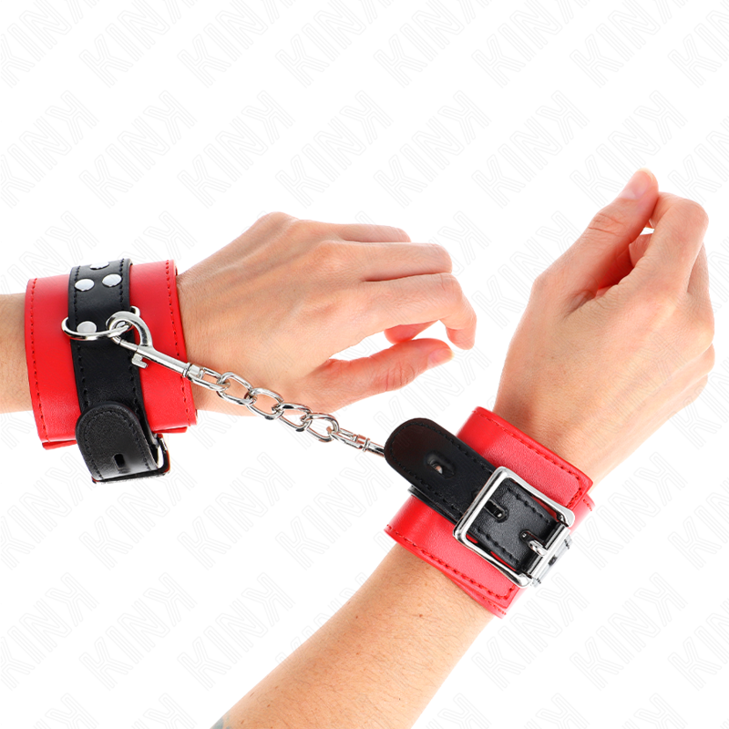KINK - BRACCIALETTI ROSSI CON CINTURINO NERO REGOLABILE 17-28 CM X 6 CM