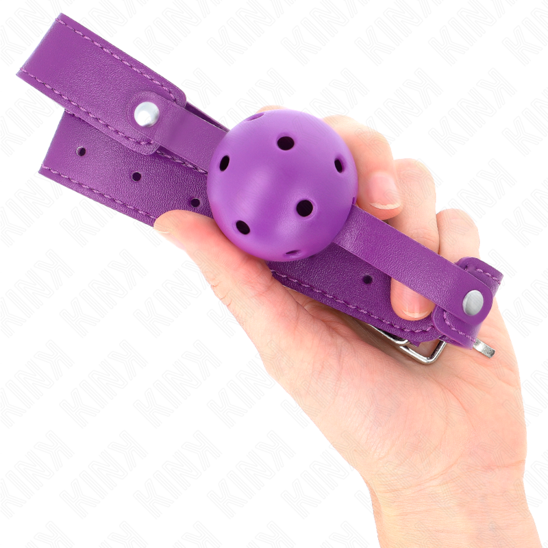 KINK - BALL GAG 4,5 CM TRASPIRANTE VIOLA 65 x 2,5 CM