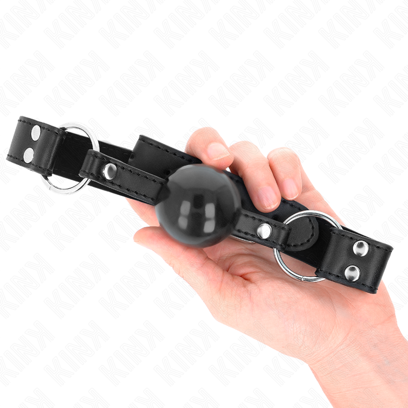 KINK - BALL GAG A PALLA MORBIDA E SOLIDA DA 4 CM CON CINTURINO IN SIMILPELLE DA 62 X 2,5 CM REGOLABILE DA 42 A 58 CM