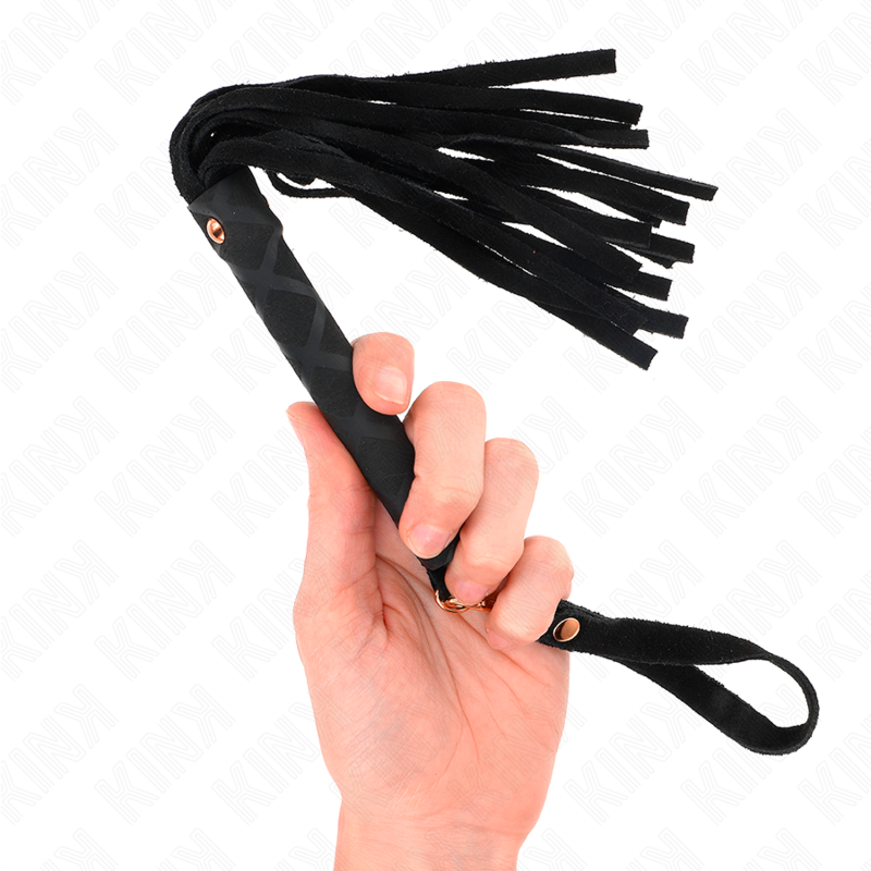 KINK - MINI FRUSTA IN PELLE SCAMOSCIATA NERA DA 30 CM