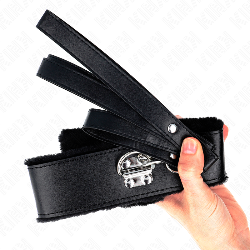 KINK - GUINZAGLIO CON BORCHIE ARGENTO 116 CM MODELLO 4 NERO REGOLABILE 40-48 CM X 6 CM