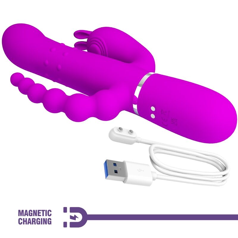 PRETTY LOVE - CAMMY VIBRATORE TRIPLO MULTIFUNZIONALE 4 IN 1 ROSA