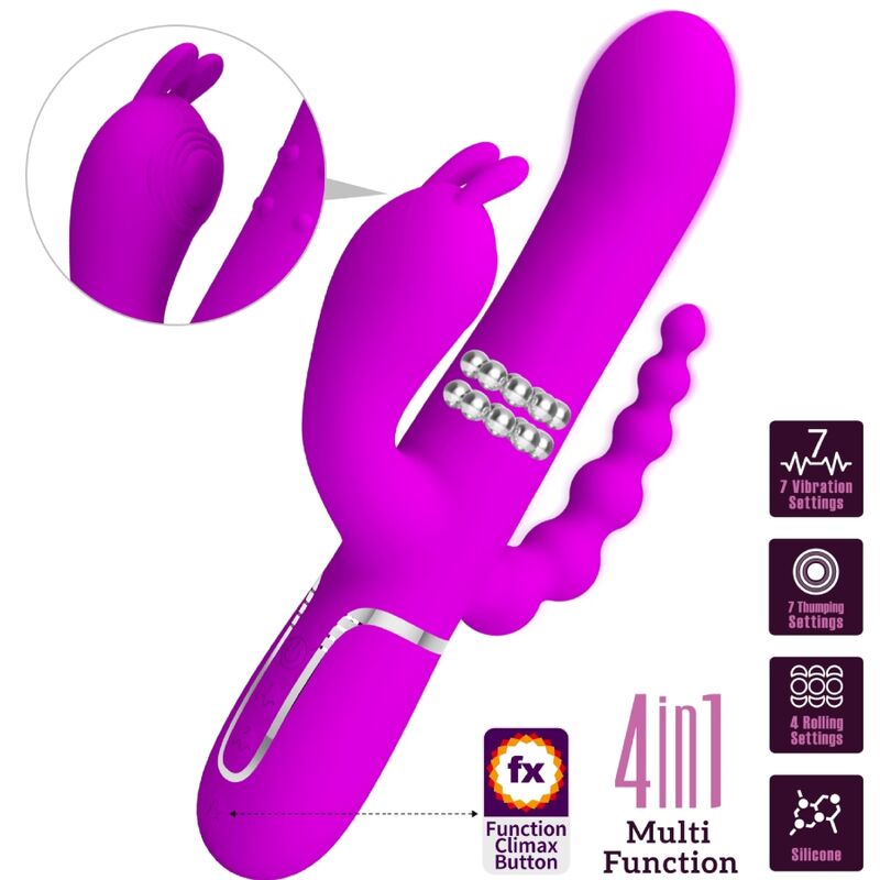 PRETTY LOVE - CAMMY VIBRATORE TRIPLO MULTIFUNZIONALE 4 IN 1 ROSA
