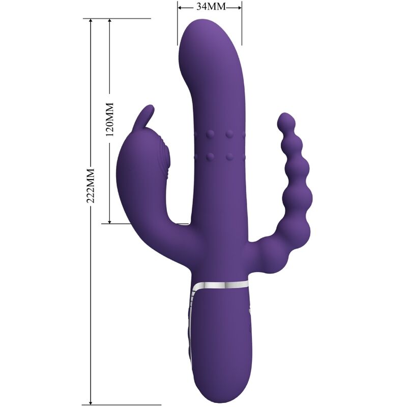 PRETTY LOVE - CAMMY VIBRATORE TRIPLO MULTIFUNZIONALE 4 IN 1 VIOLA