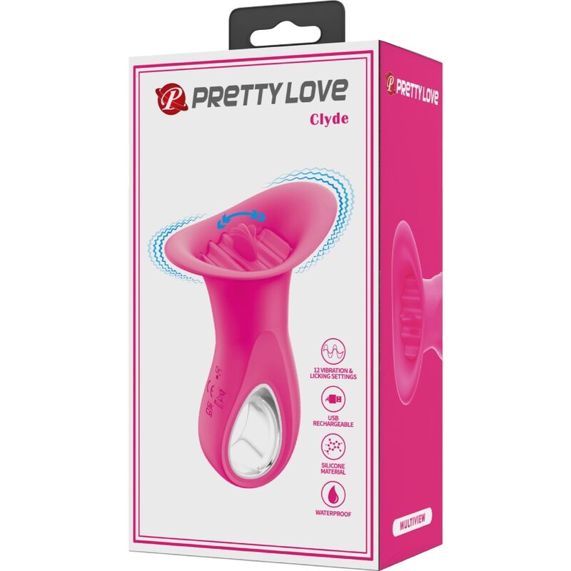 PRETTY LOVE - VIBRATORE ORALE CLYDE LINGUA VIBRANTE 12 VIBRAZIONI ROSA