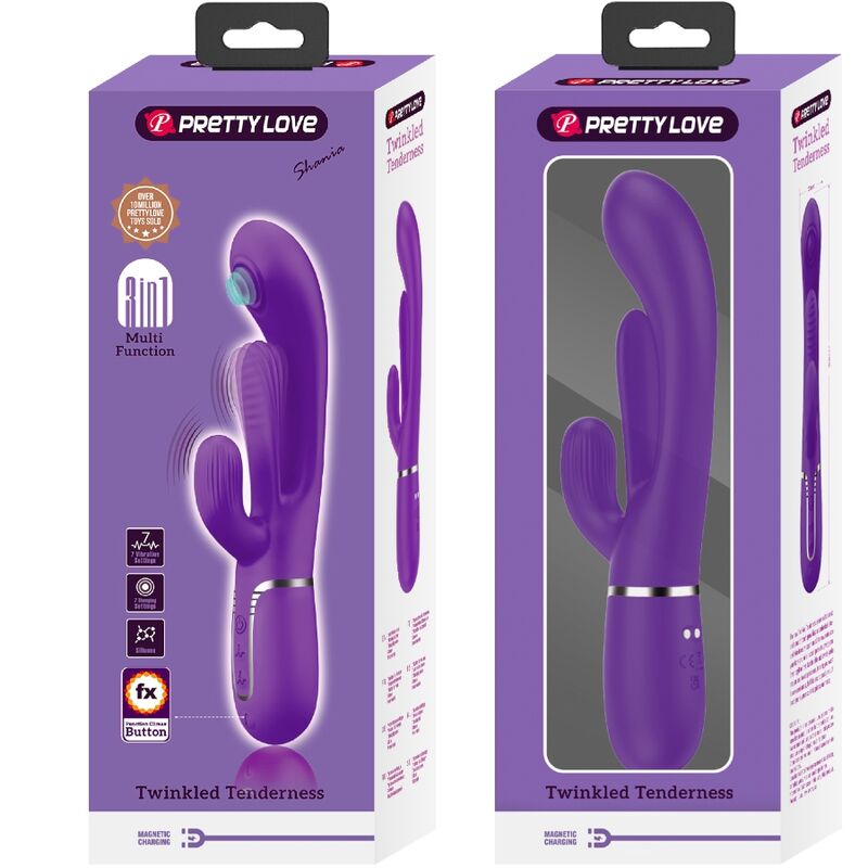PRETTY LOVE - SHANIA VIBRATORE CONIGLIO MULTIFUNZIONE TRIPLO VIOLA