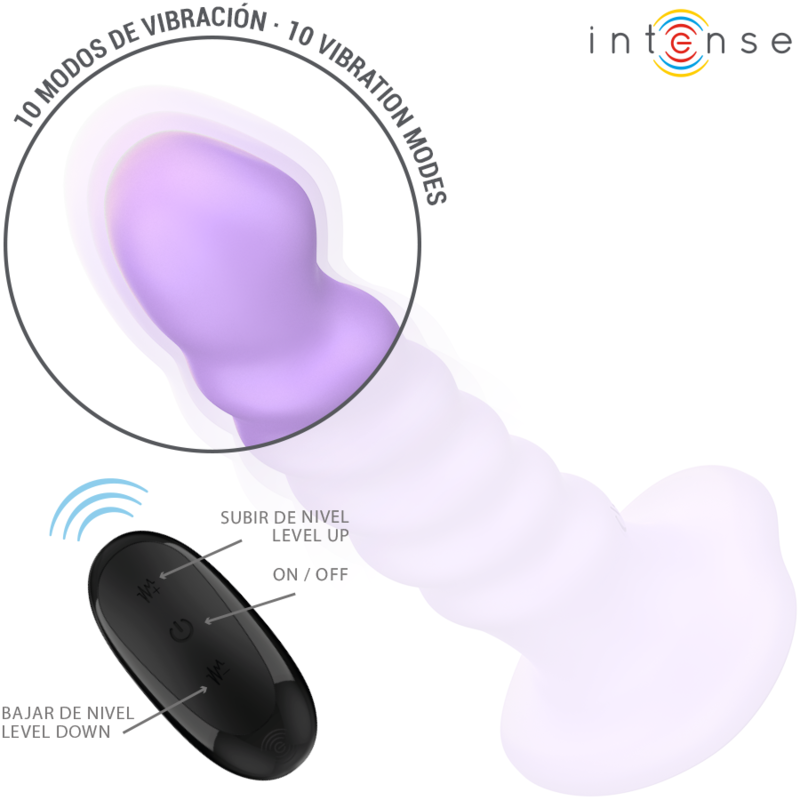 INTENSO - VIBRATORE BRENDA TAGLIA M DESIGN A SPIRALE 10 VIBRAZIONI TELECOMANDO VIOLA