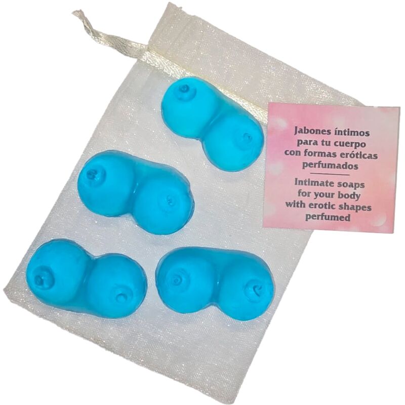 Spicy Devil - 4 Mini Saponi Profumati a Forma di Seno in Blu